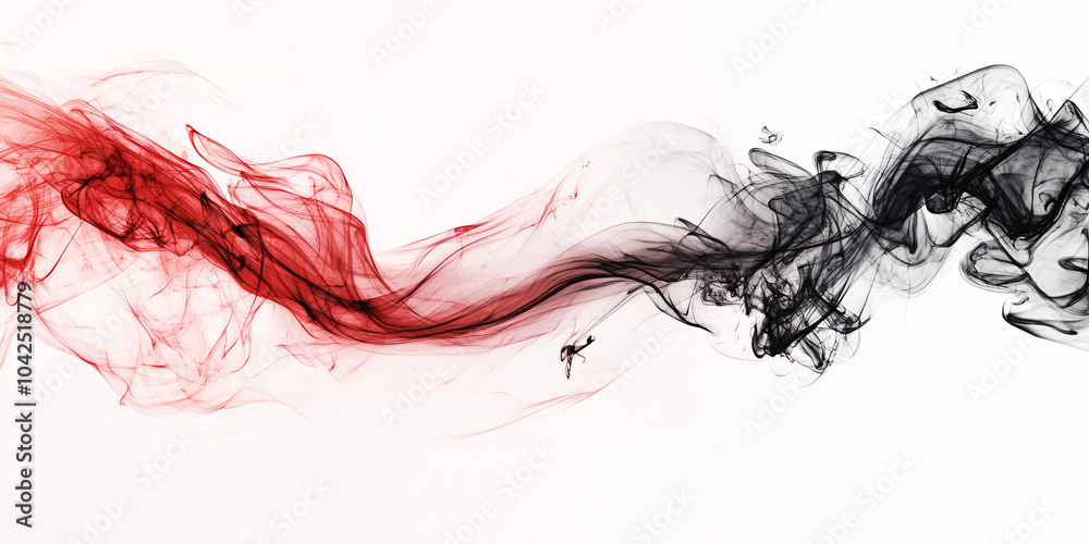 Fototapeta premium abstract red and black smoke swirls on white background