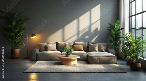 Cozy living room with plant...