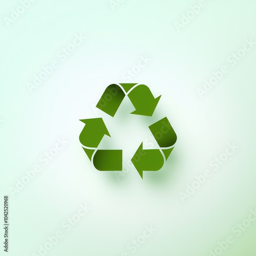 Minimalist Green Recycling Symbol on Gradient Background