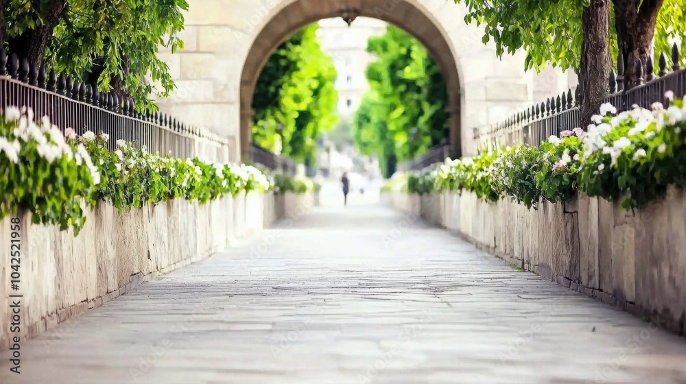 Obraz premium Serene Garden Pathway with Lush Greenery