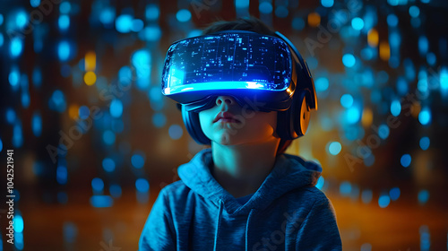 Child wearing virtual reali...