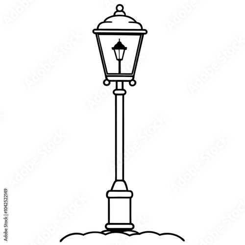 Snow Covered Lamppost with a Warm Glow