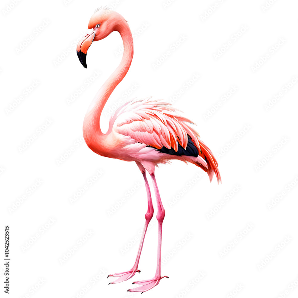 Obraz premium Vibrant pink flamingo standing gracefully against a bold background capturing the essence of tropical beauty and elegance in nature