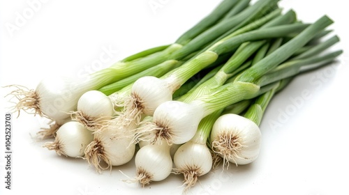 Fresh scallions isolated on a white background