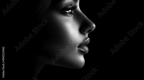 A Woman's Face in Profile, Lit by a Single Light Source