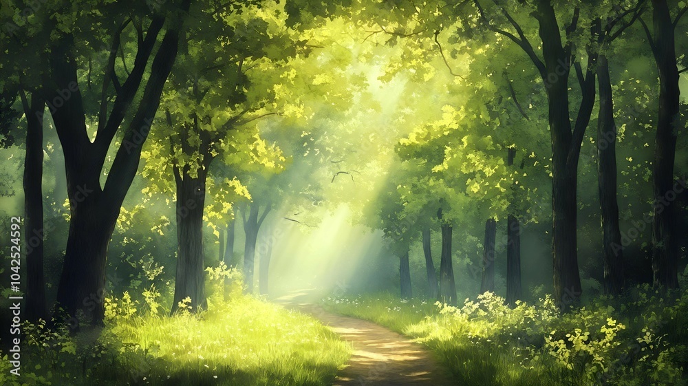 Naklejka premium sunlight in the forest