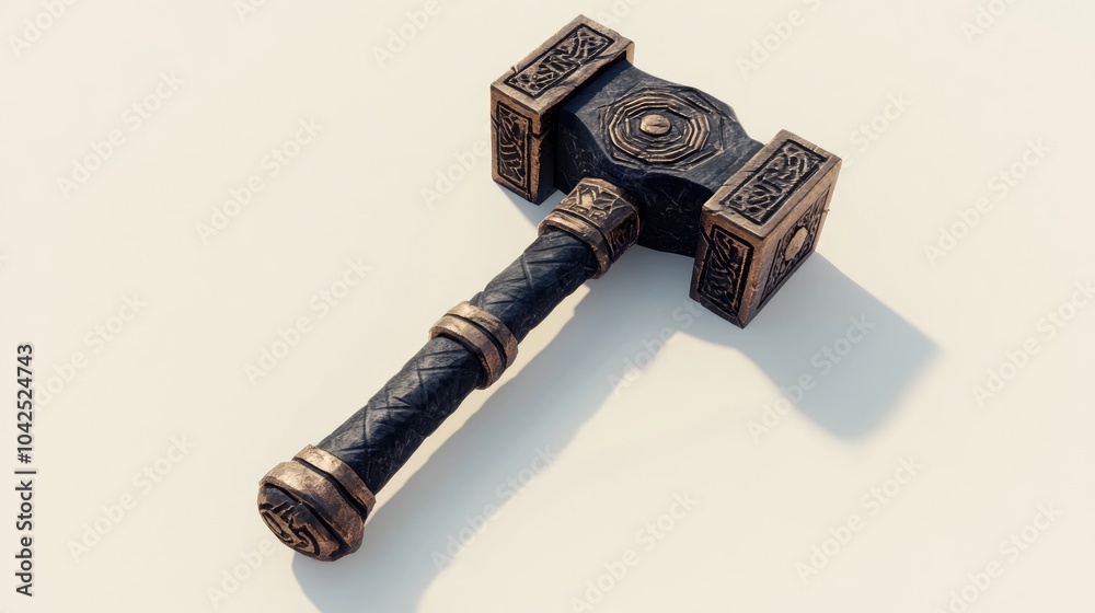 Hammer Shadow Isometric design of a black hammer on a white background representing a ...
