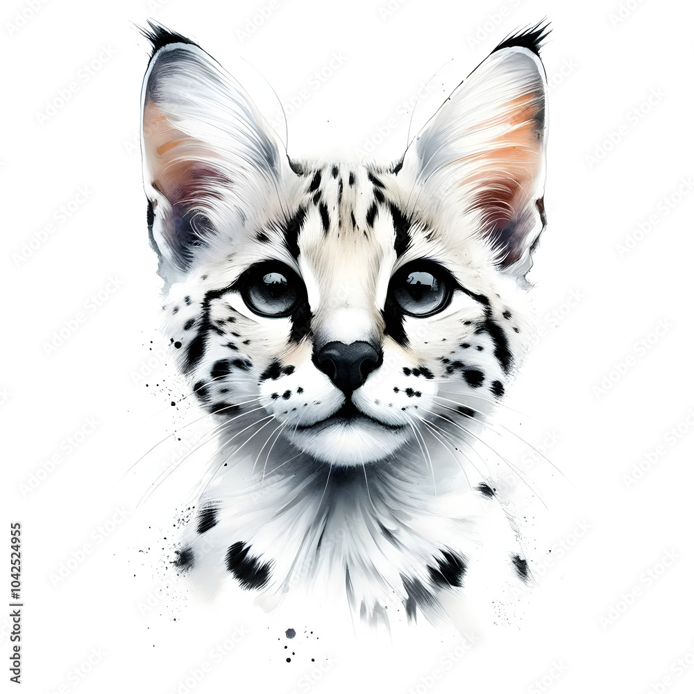 흰 배경, 서벌, 수채화 (white background, serval, water colour) 흰 배경, 서벌, 수채화 (white background, serval, water colour)
