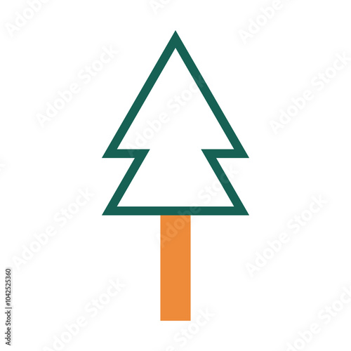 Minimalist hollow christmas tree with trunk