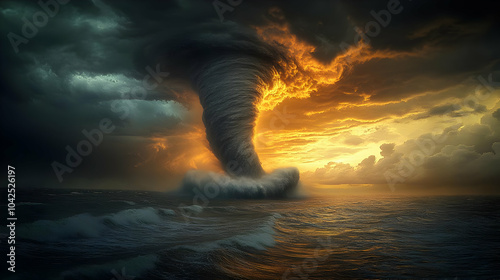 A dramatic tornado forms ov...