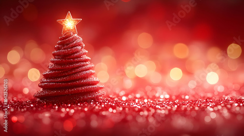 A festive red Christmas tre...
