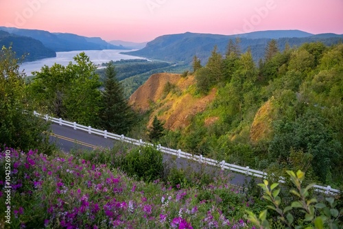 Columbia River Gorge at sunset