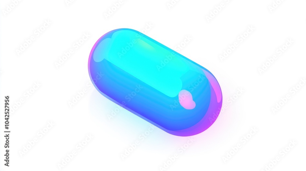 Close up of a single blue soft capsule pill against a white background representing a medicinal supplement or vitamin Close up of a single blue soft capsule pill against a white background representing a medicinal supplement or vitamin