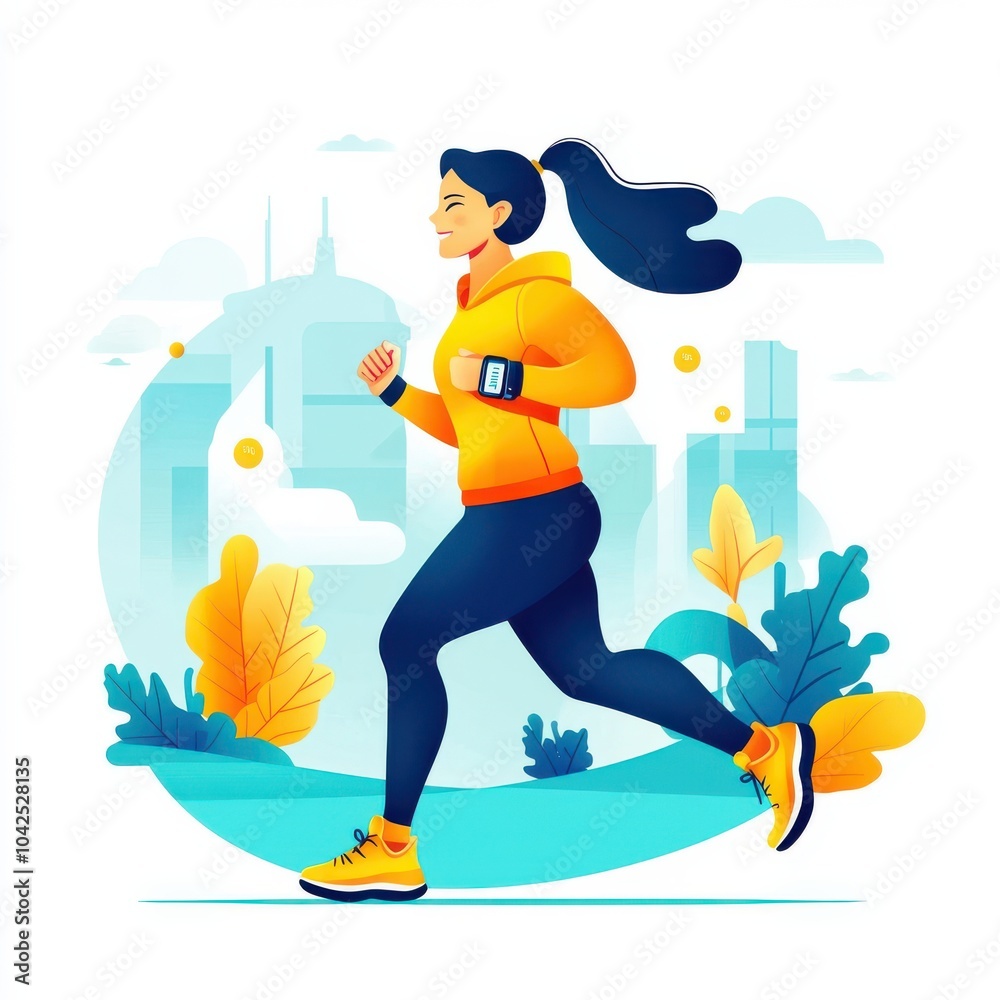 Fototapeta premium Active Woman in Gym Clothes Wearing Smartwatch