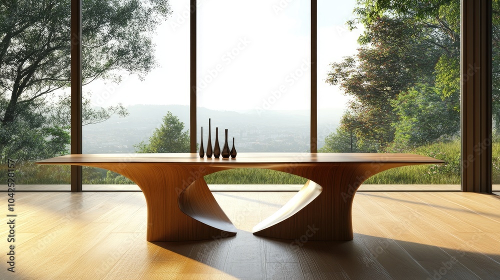 Fototapeta premium 3D rendering of a contemporary dining room table