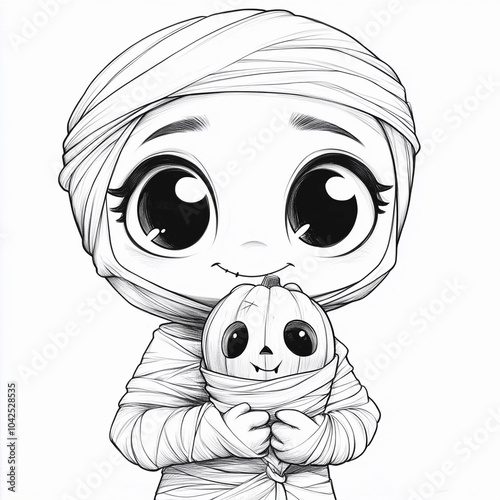 Halloween kids coloring book mummy for children photo