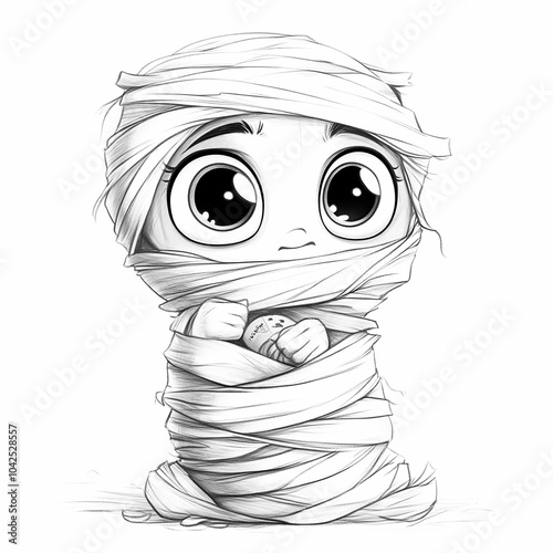 Halloween mummy coloring book page for kids photo
