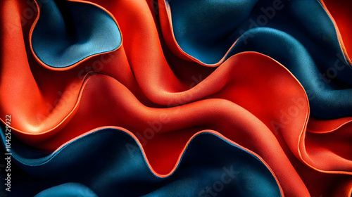 Flowing fabric in red and b...
