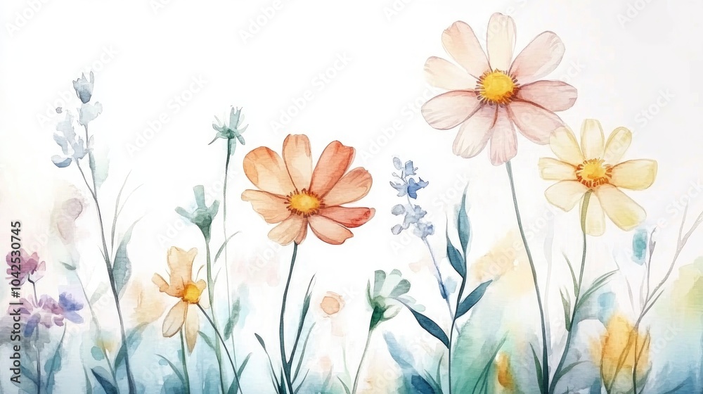 Hand drawn watercolor flowers Hand drawn watercolor flowers