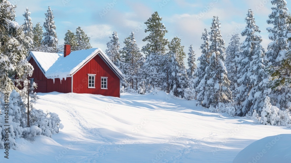 Cozy Cabin in a Snowy Winter Landscape Cozy Cabin in a Snowy Winter Landscape