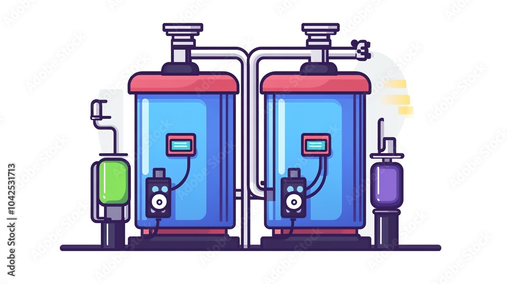 Cartoon Vector Icon of an Osmosis Tank, Depicting a Colorful and Engaging Water Filter Design. This Icon Illustrates the Concept of Water Purification through Osmosis, Perfect for Educational Material Cartoon Vector Icon of an Osmosis Tank, Depicting a Colorful and Engaging Water Filter Design. This Icon Illustrates the Concept of Water Purification through Osmosis, Perfect for Educational Material