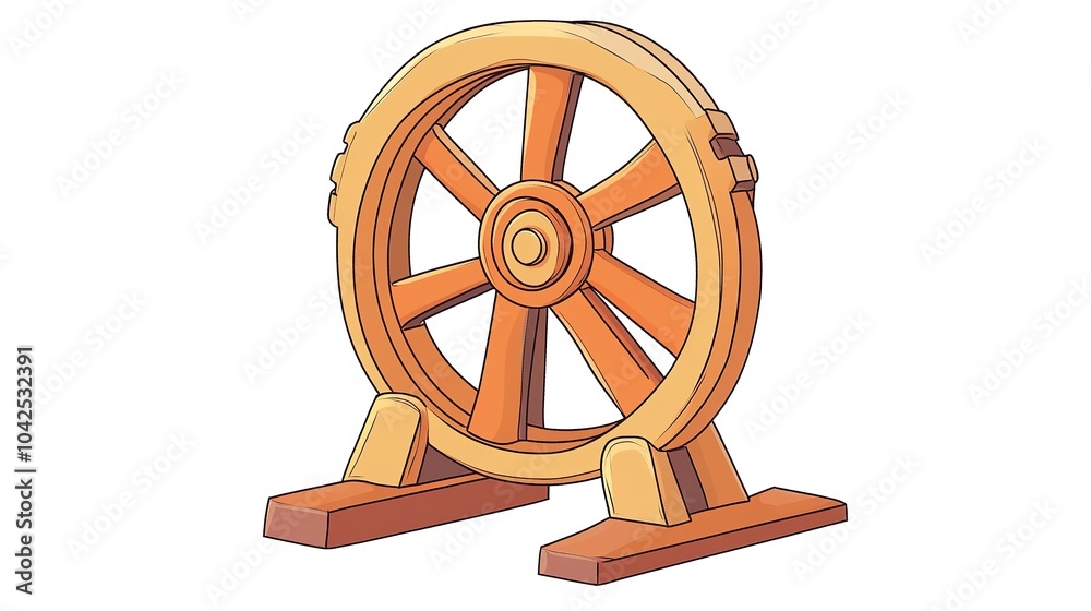 Obraz premium Cartoon Style Icon of a Perpetual Motion Wheel, Depicting an Engaging and Whimsical Design. This Icon Represents the Concept of Endless Motion and Energy, Perfect for Illustrations, 