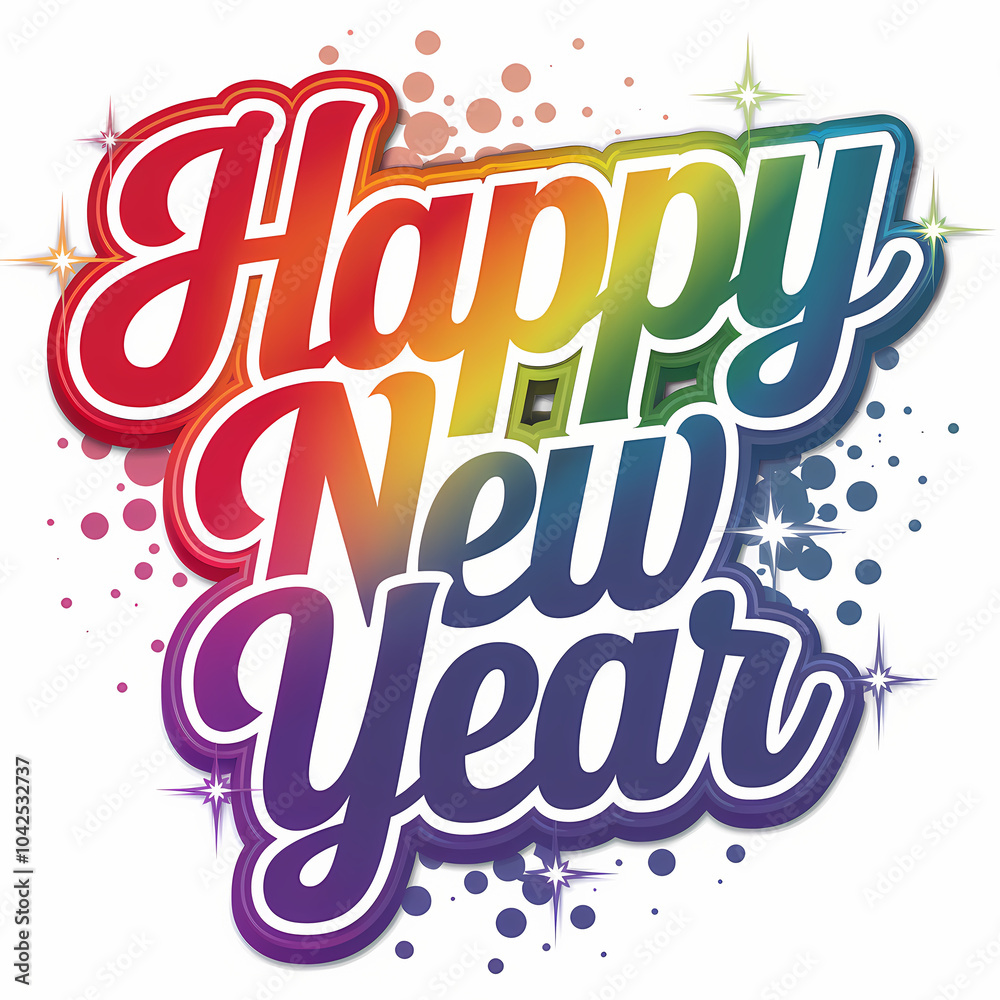 Fototapeta premium Happy New Year Illustration, isolated on white background