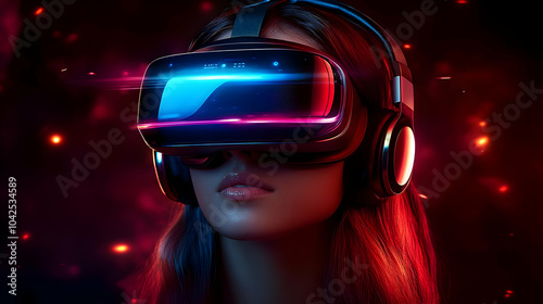 A person wearing a VR heads...