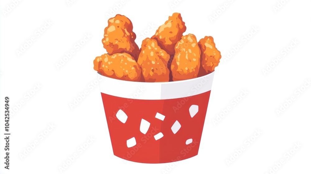 A bucket filled with golden, crispy chicken pieces. A bucket filled with golden, crispy chicken pieces.