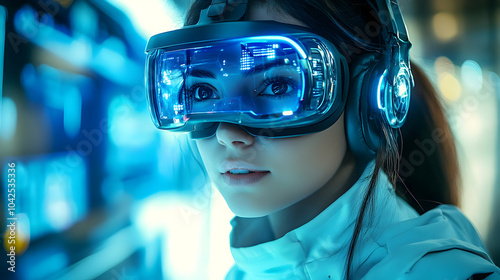 A woman wearing futuristic ...