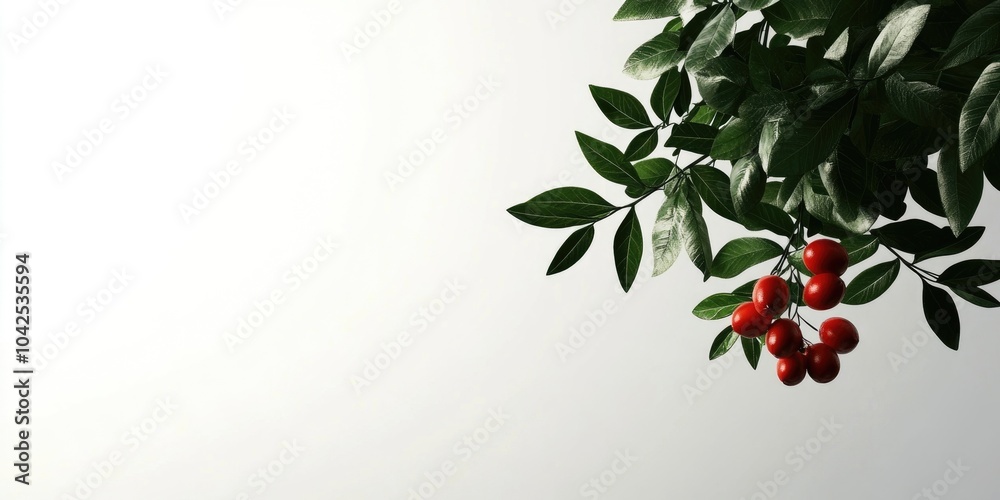 Leafy plant with flowers and fruits from the species Phyllanthus tenellus, Leafy plant with flowers and fruits