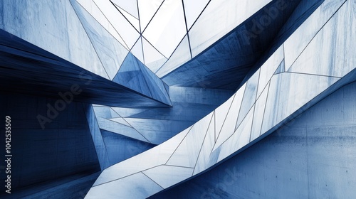 Fototapeta Naklejka Na Ścianę i Meble -  Geometric architecture background featuring abstract 3D lines