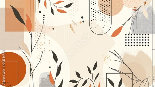 Abstract Art with Branches and Geometric Shapes