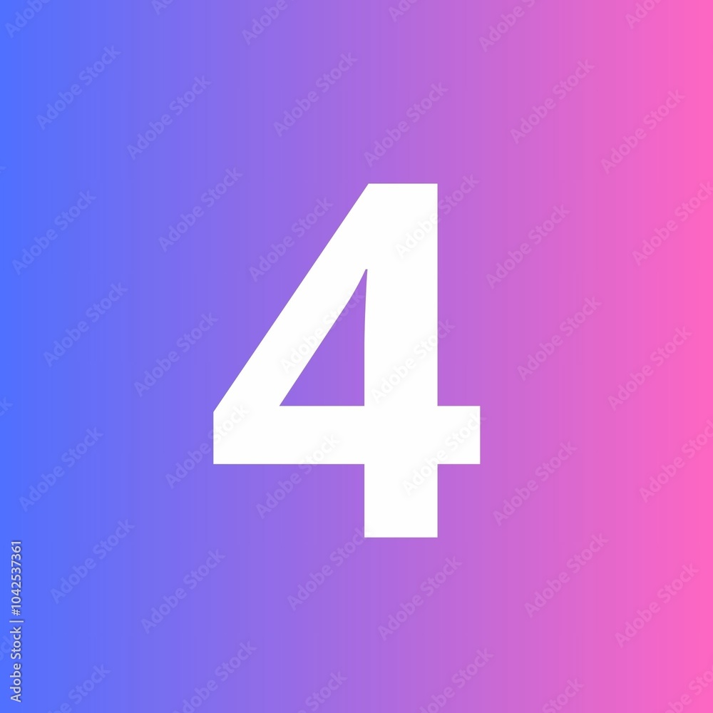 Fototapeta premium Number four on gradient background