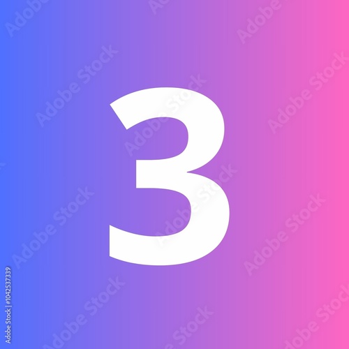 Number three on gradient background