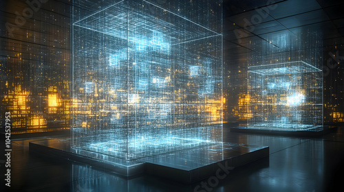 Futuristic digital cubes em...