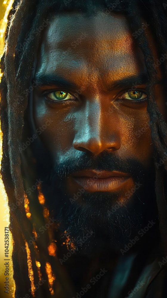 loving representation of jesus christ with dark skin green eyes and dreadlocks embodying diversity within christianity surrounded by ethereal light to symbolize acceptance and inclusivity in faith loving representation of jesus christ with dark skin green eyes and dreadlocks embodying diversity within christianity surrounded by ethereal light to symbolize acceptance and inclusivity in faith