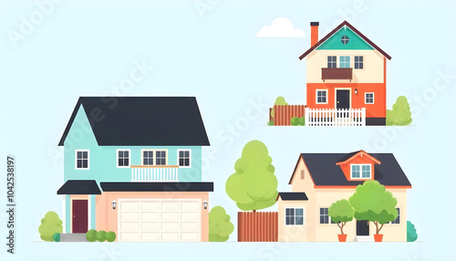 home house modern living exterior cartoon illustration