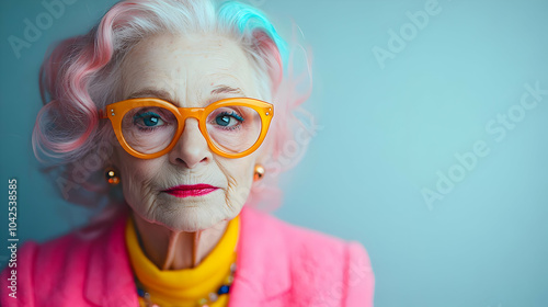 A stylish elderly woman wit...