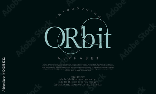 Orbit typography beauty fashion elegant minimalist serif italic fonts decorative wedding vintage retro logos. Minimal luxury font alphabet logo. Vector illustration