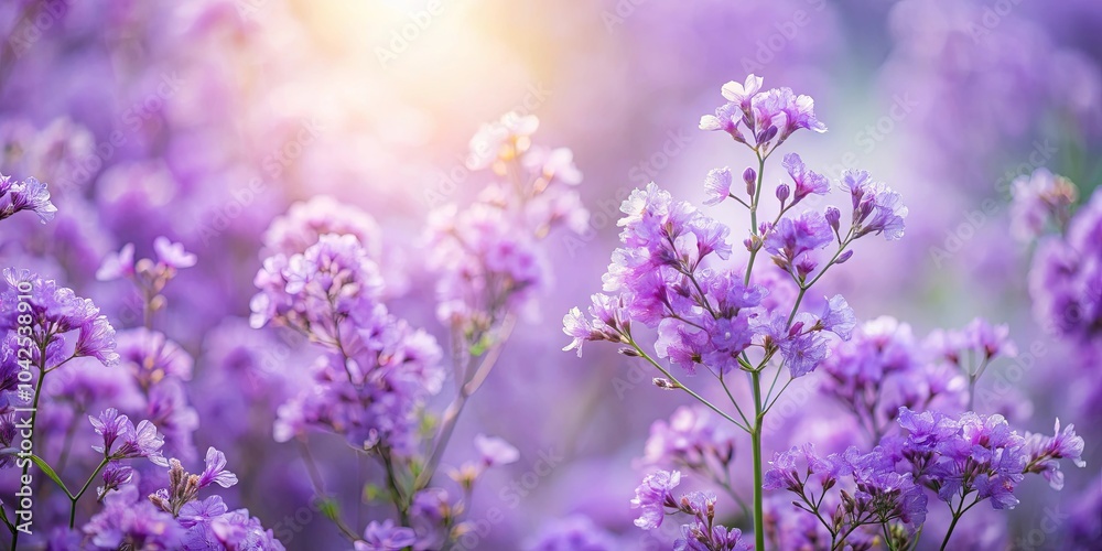 Fototapeta premium Delicate Lavender Blooms Bathed in Soft Light, a Symphony of Purple Hues and Gentle Shadows