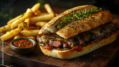 A delicious sandwich with s...