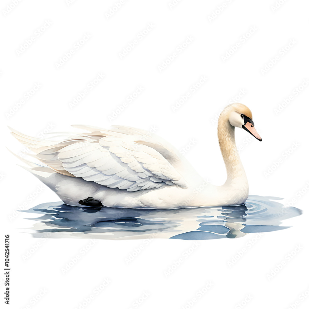 Obraz premium Elegant Swan Gliding Gracefully Across a Tranquil Lake in a Serene Black Background Setting