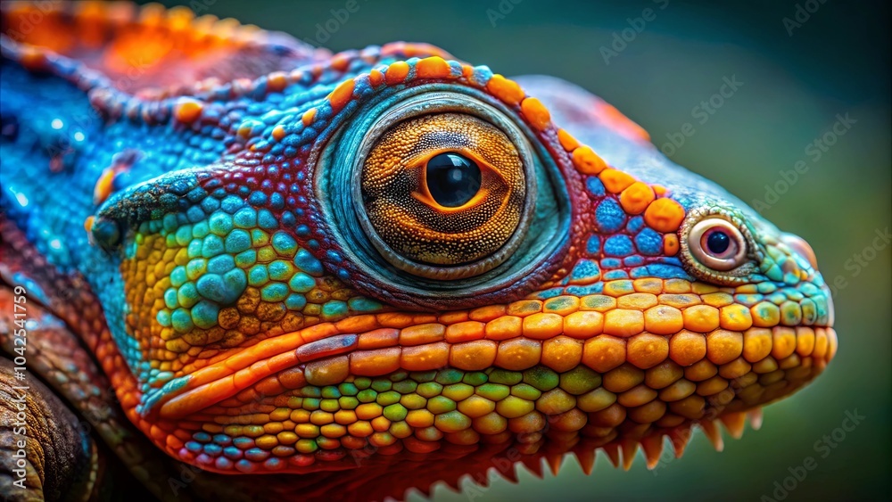 A Vibrant Close-Up of a Reptilian Eye, Captivating with Its Intricate Coloration and Intriguing Gaze A Vibrant Close-Up of a Reptilian Eye, Captivating with Its Intricate Coloration and Intriguing Gaze