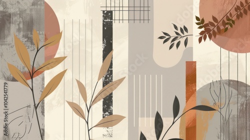 Abstract Autumnal Design with Geometric Shapes
