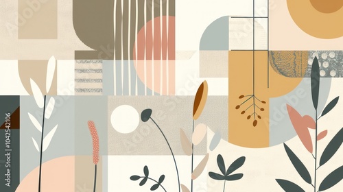 Abstract Geometric Pattern with Plants