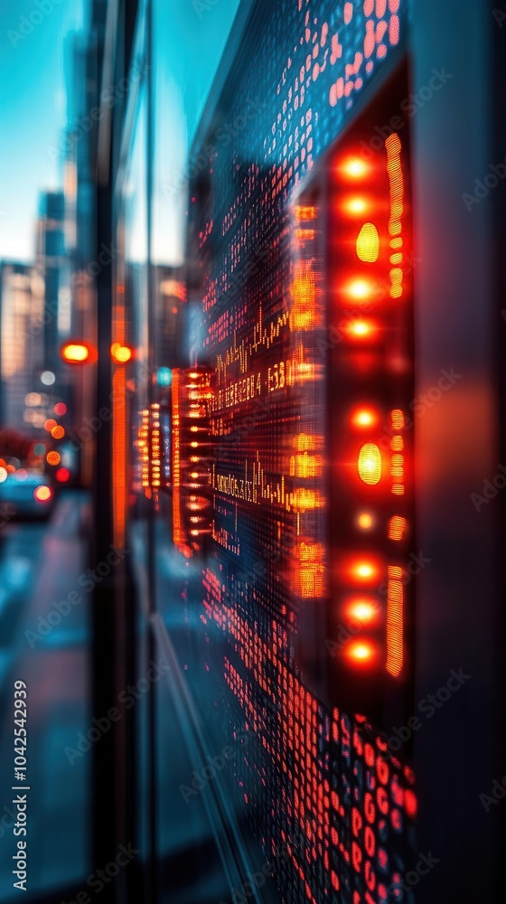 Financial news headline, vibrant colors, digital screens, close-up, informative Financial news headline, vibrant colors, digital screens, close-up, informative
