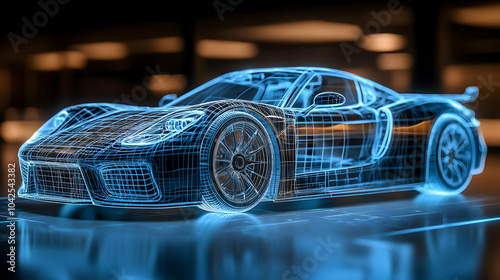 A futuristic wireframe mode...