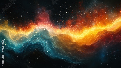 Cosmic Landscape: Abstract Nebula in Vibrant Colors