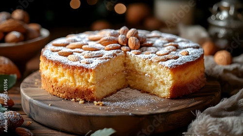 A delicious almond cake wit...